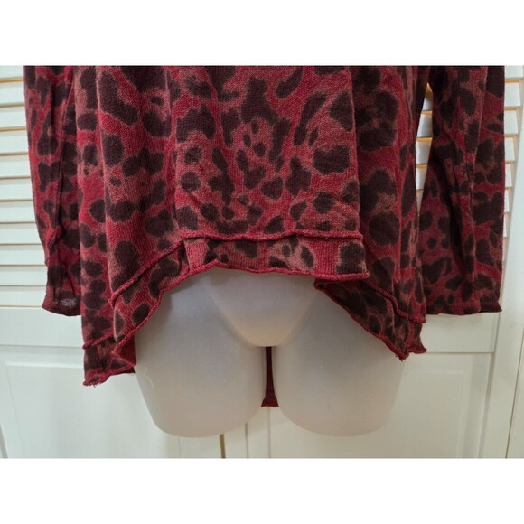 Burgundy Animal Print Leopard Made In Italy 90s Slouch oversized Sweater 2XL - Picture 3 of 5